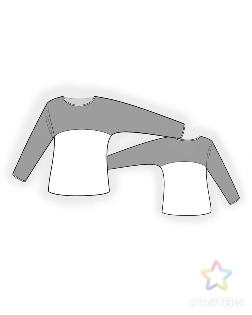 Выкройка: двухцветная трикотажная блузка арт. ВКК-2760-1-ЛК0004893 2