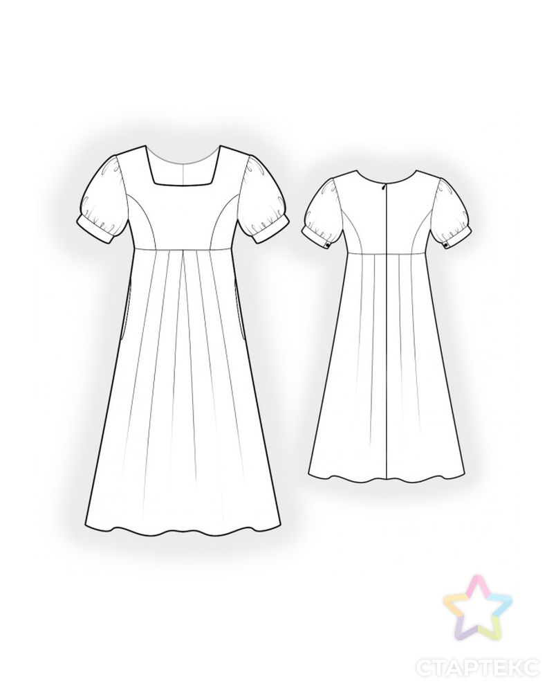 Выкройка: платье с пышным рукавом арт. ВКК-2780-10-ЛК0004924 2