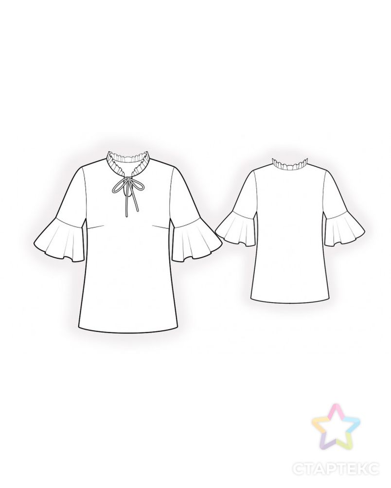 Выкройка: блузка с завязкой на горловине арт. ВКК-2793-1-ЛК0004939 2