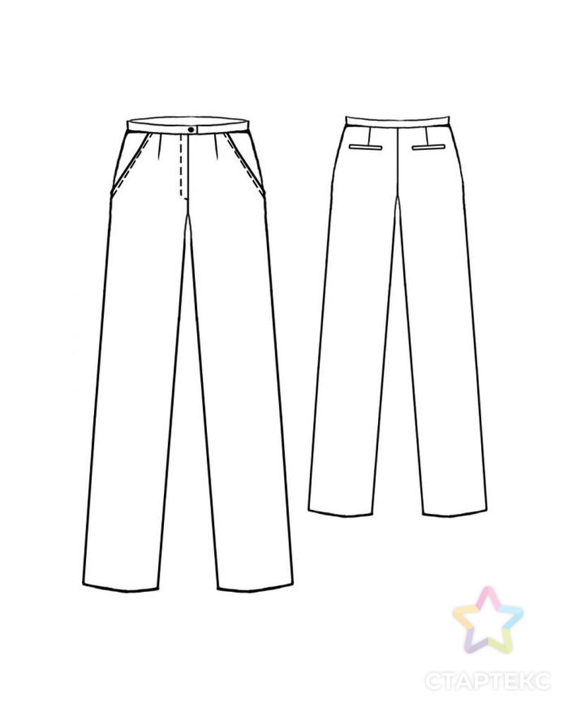 Выкройка: брюки с наклонными карманами арт. ВКК-1480-10-ЛК0005003