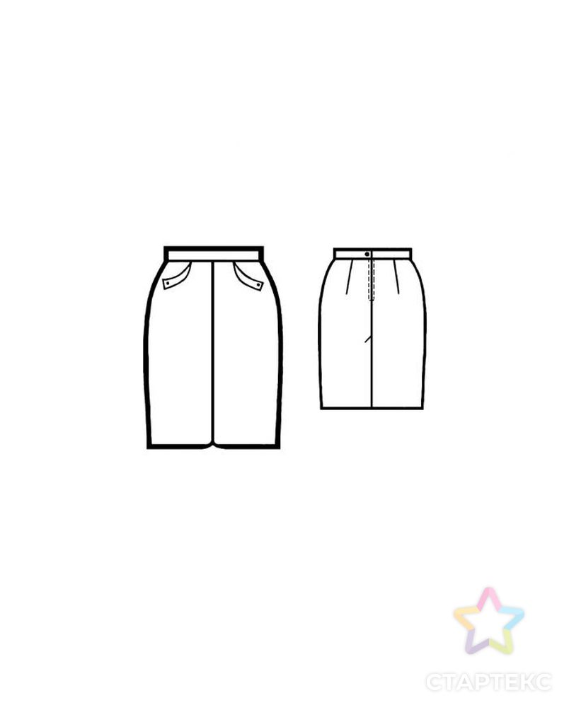 Выкройка: прямая юбка с цельновыкроенным боковым швом арт. ВКК-2039-1-ЛК0005023 2