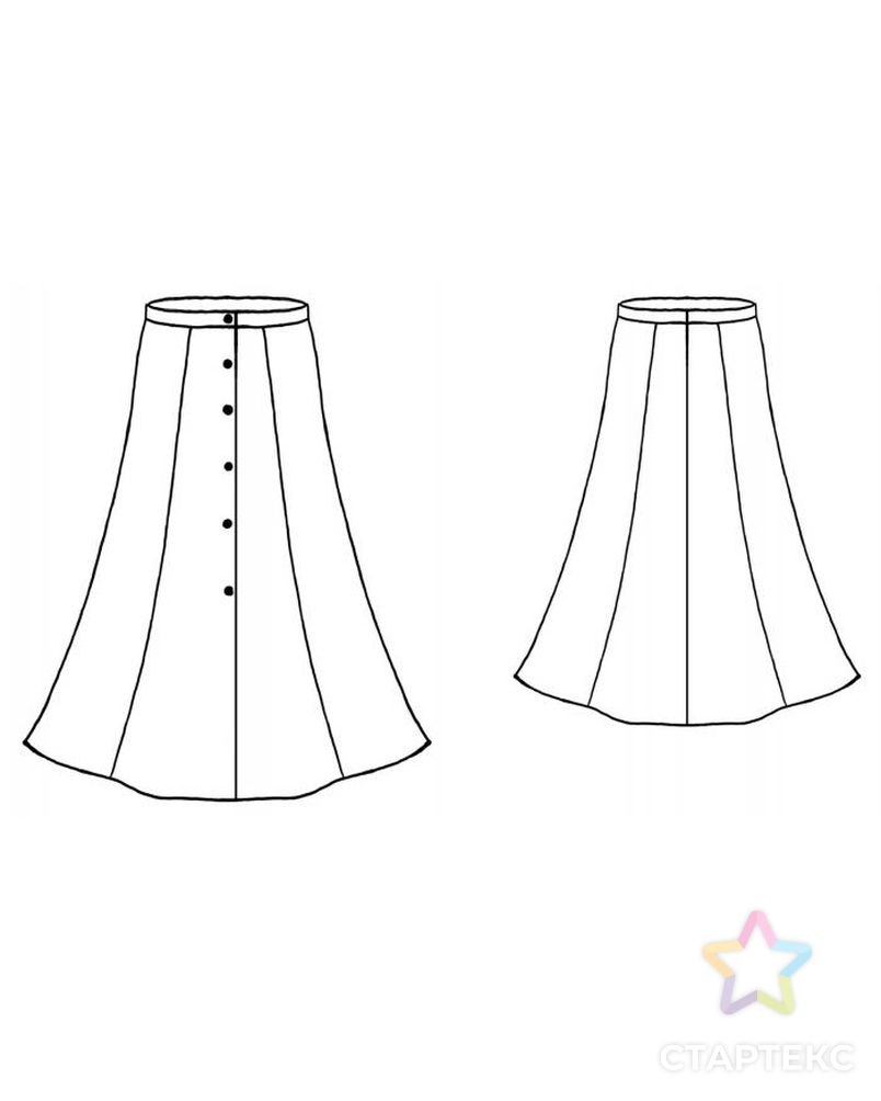 Выкройка: юбка-годе с застежкой спереди арт. ВКК-1489-1-ЛК0005029