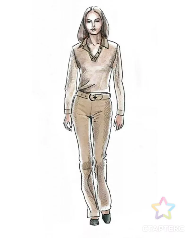 Выкройка: блузка с застежкой "поло" арт. ВКК-624-3-ЛК0005034 - рис. 1