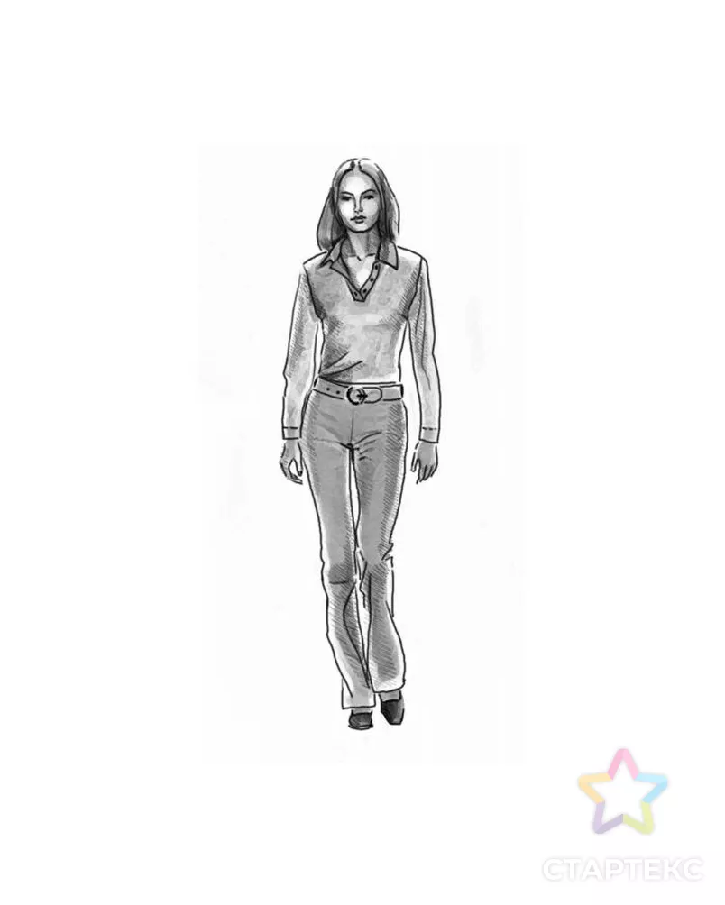 Выкройка: блузка с застежкой "поло" арт. ВКК-624-3-ЛК0005034 - рис. 2