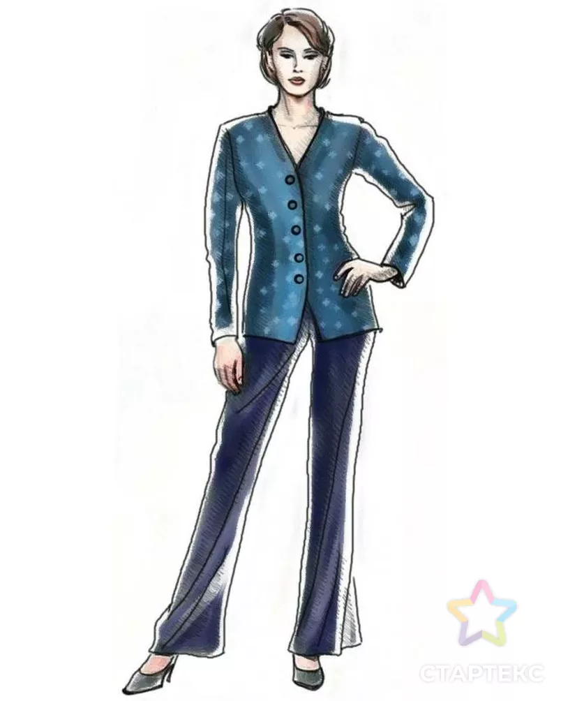 Выкройка: брюки "узкий клеш" арт. ВКК-911-4-ЛК0005038 - рис. 1