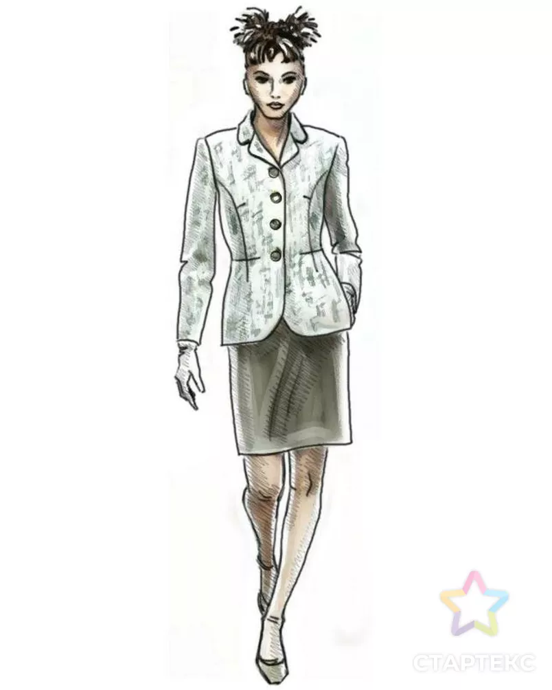 Выкройка: приталенный жакет с баской арт. ВКК-1024-12-ЛК0005054 - рис. 1