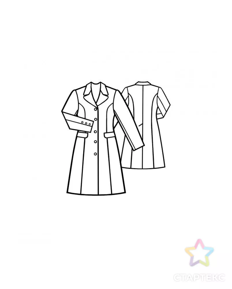 Выкройка: пальто классического стиля арт. ВКК-1741-9-ЛК0005087 - рис. 2