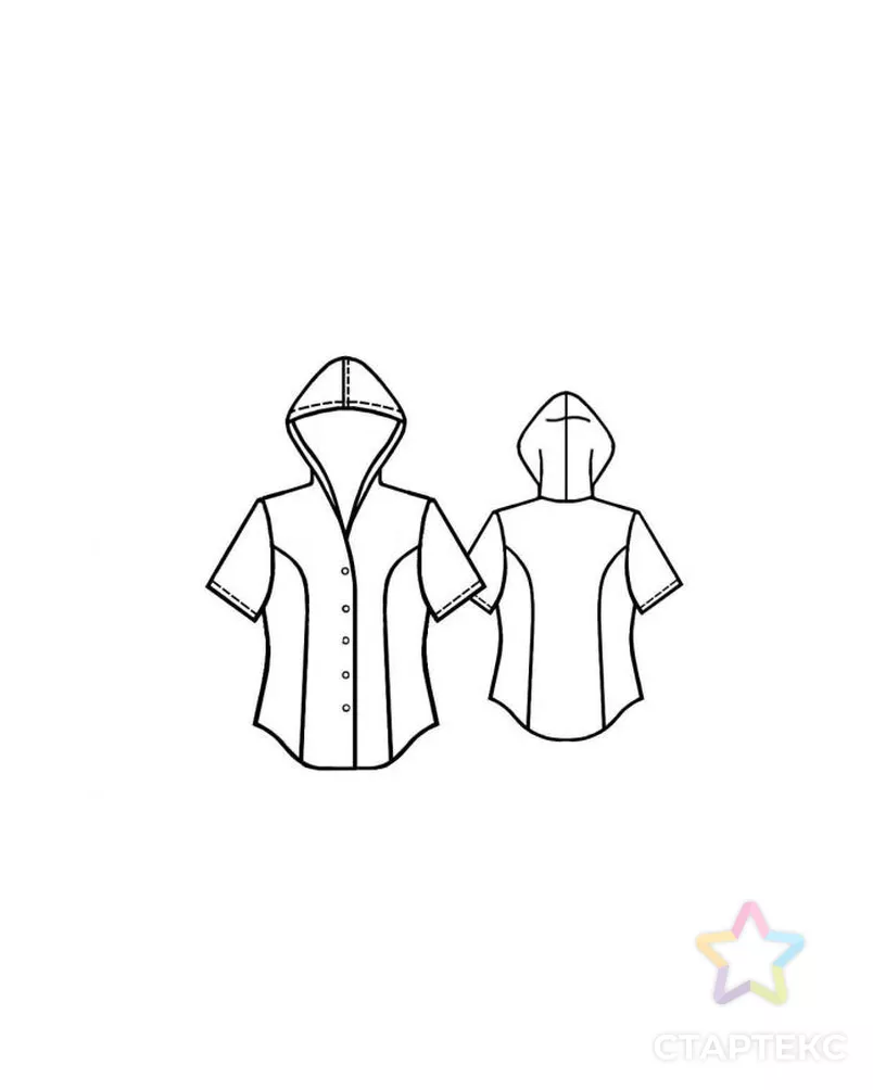 Выкройка: блузка с капюшоном арт. ВКК-382-7-ЛК0005097 - рис. 2