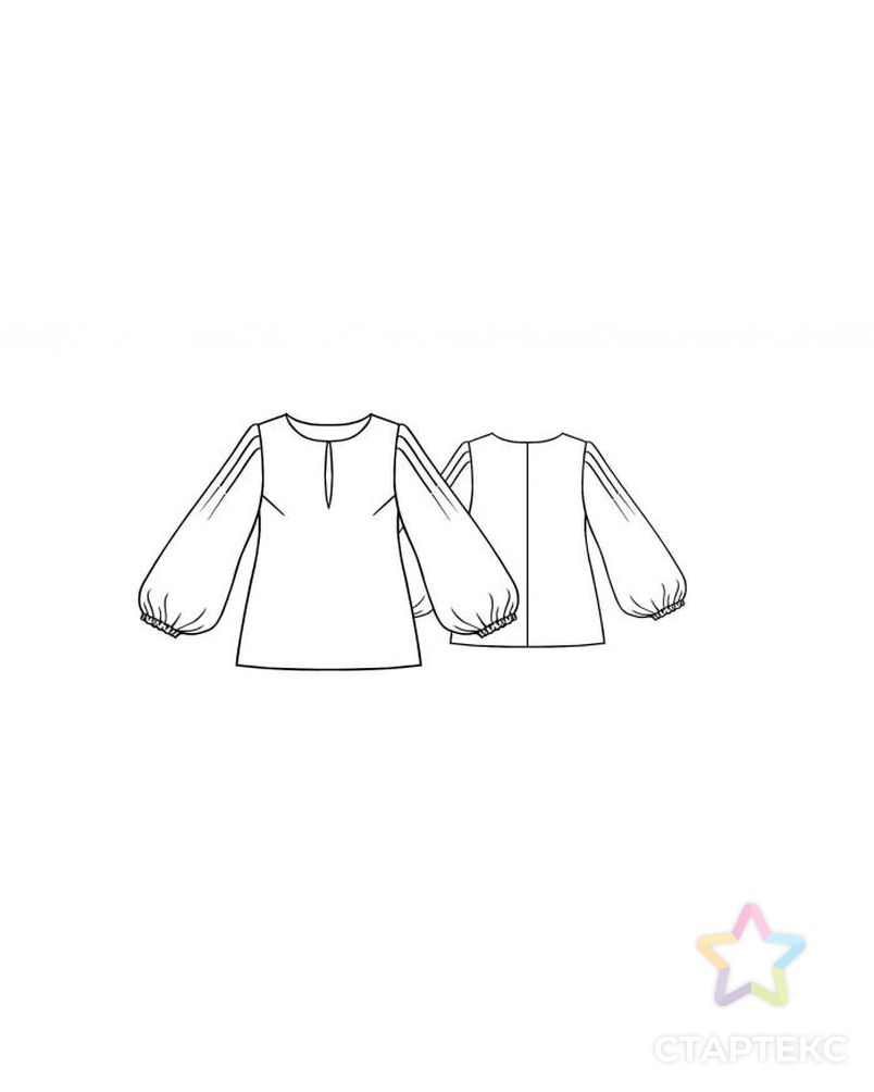 Выкройка: блузка с широкими рукавами арт. ВКК-1175-5-ЛК0005098 2