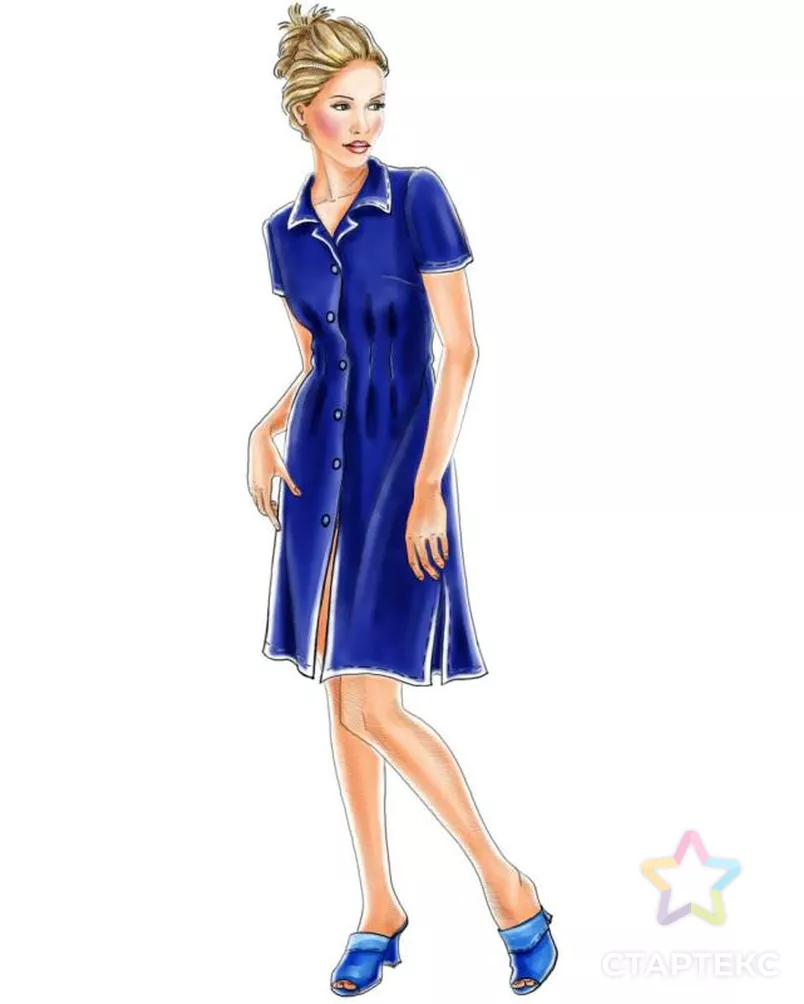 Выкройка: платье из джинсовой ткани в спортивном стиле арт. ВКК-616-7-ЛК0005112 - рис. 1