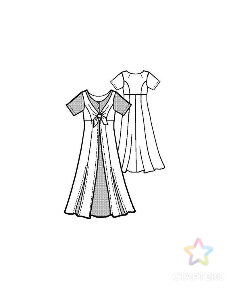 Выкройка: платье длинное двойное с коротким рукавом арт. ВКК-287-1-ЛК0005130 2