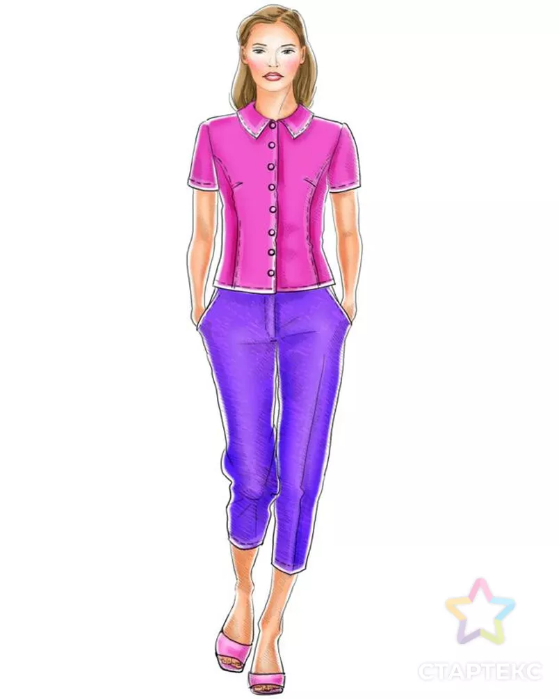 Выкройка: жакет с коротким рукавом арт. ВКК-1010-4-ЛК0005134 - рис. 1