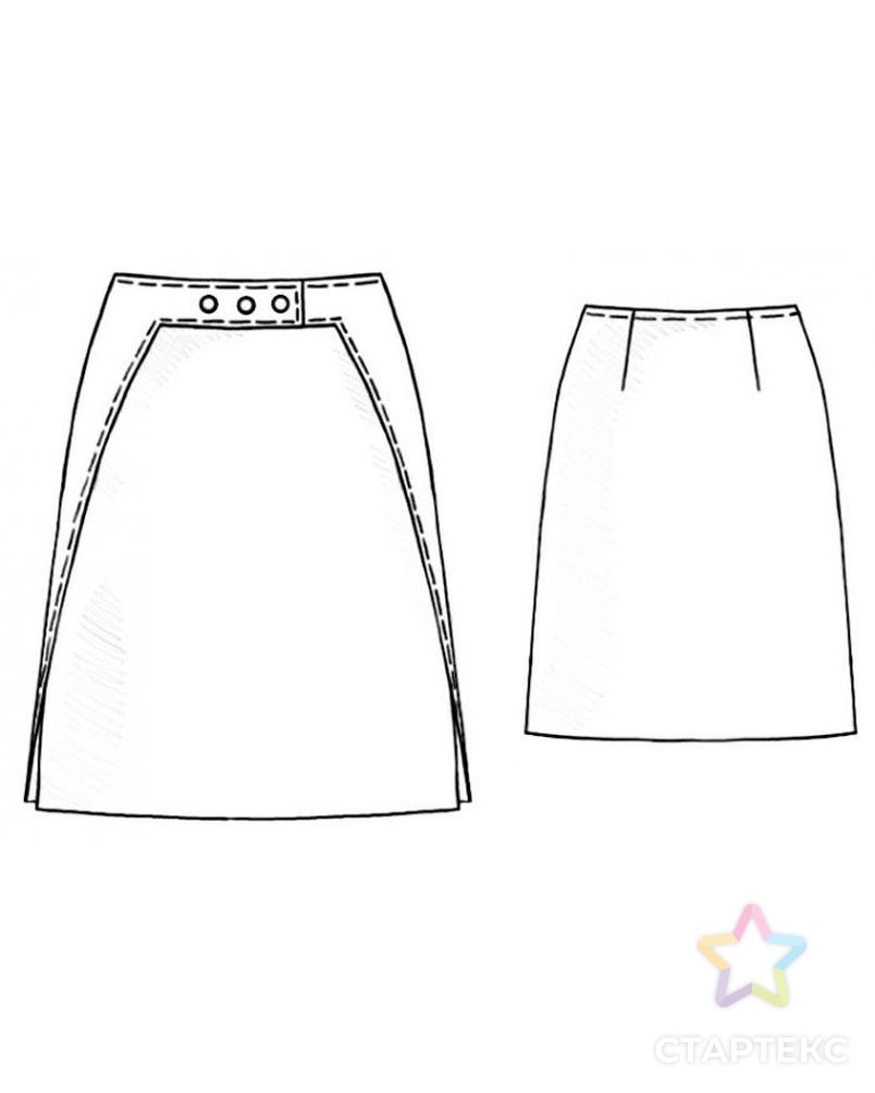 Выкройка: юбка с декоративной застежкой-поясом арт. ВКК-1501-11-ЛК0005181 2