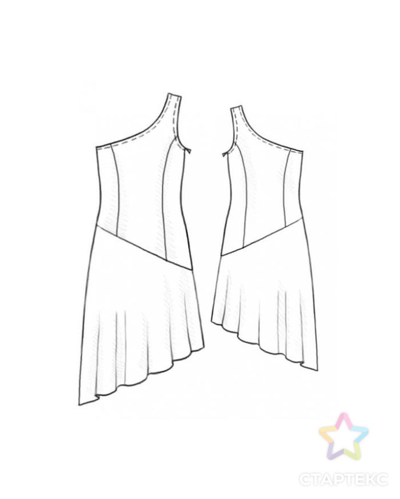Выкройка: платье с ассиметричной линией низа арт. ВКК-1312-1-ЛК0005205 2