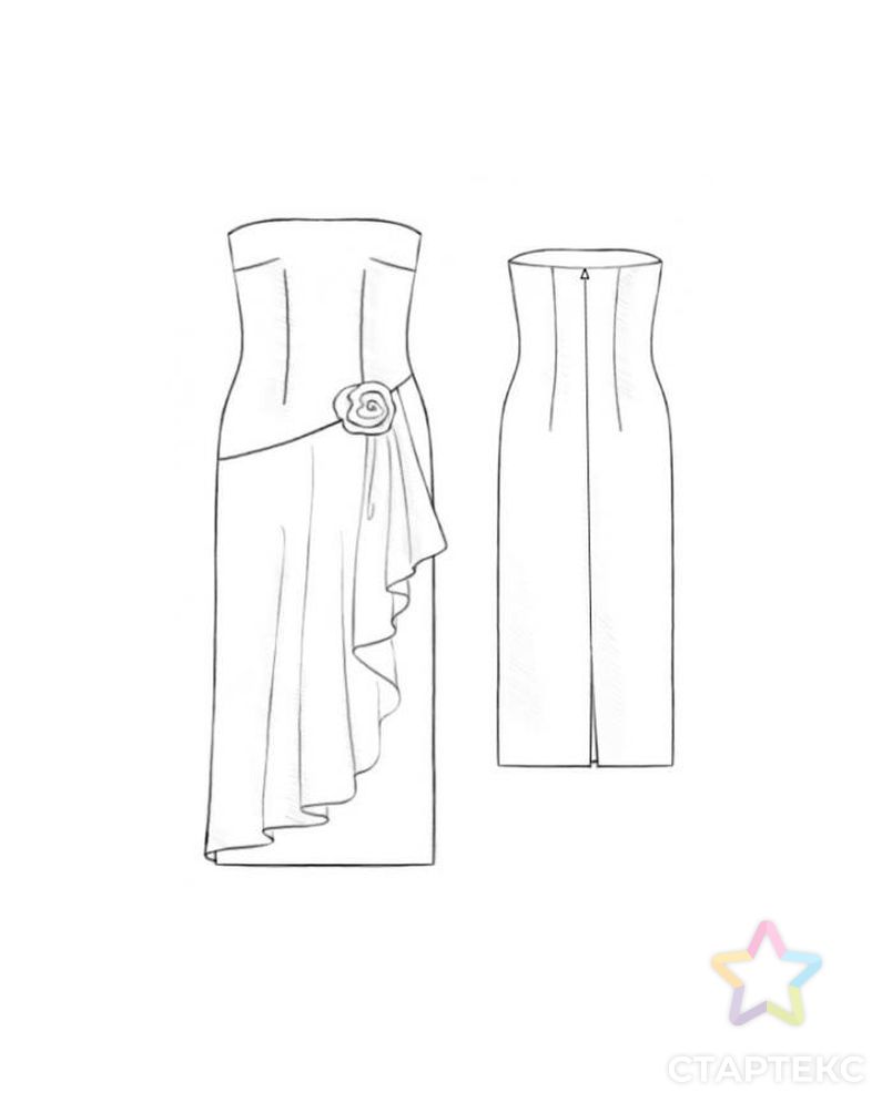 Выкройка: платье с декоративным цветком арт. ВКК-1909-9-ЛК0005208 2