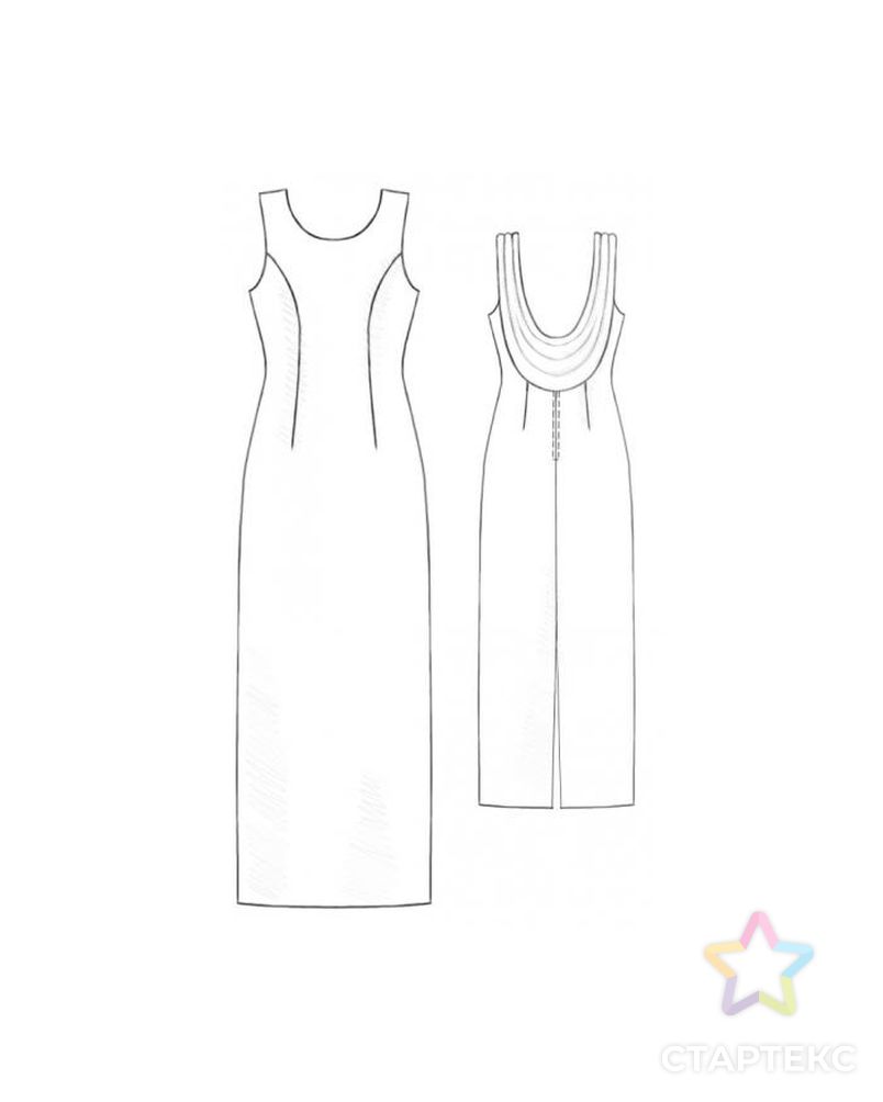 Выкройка: платье с драпировкой на спине арт. ВКК-446-1-ЛК0005209