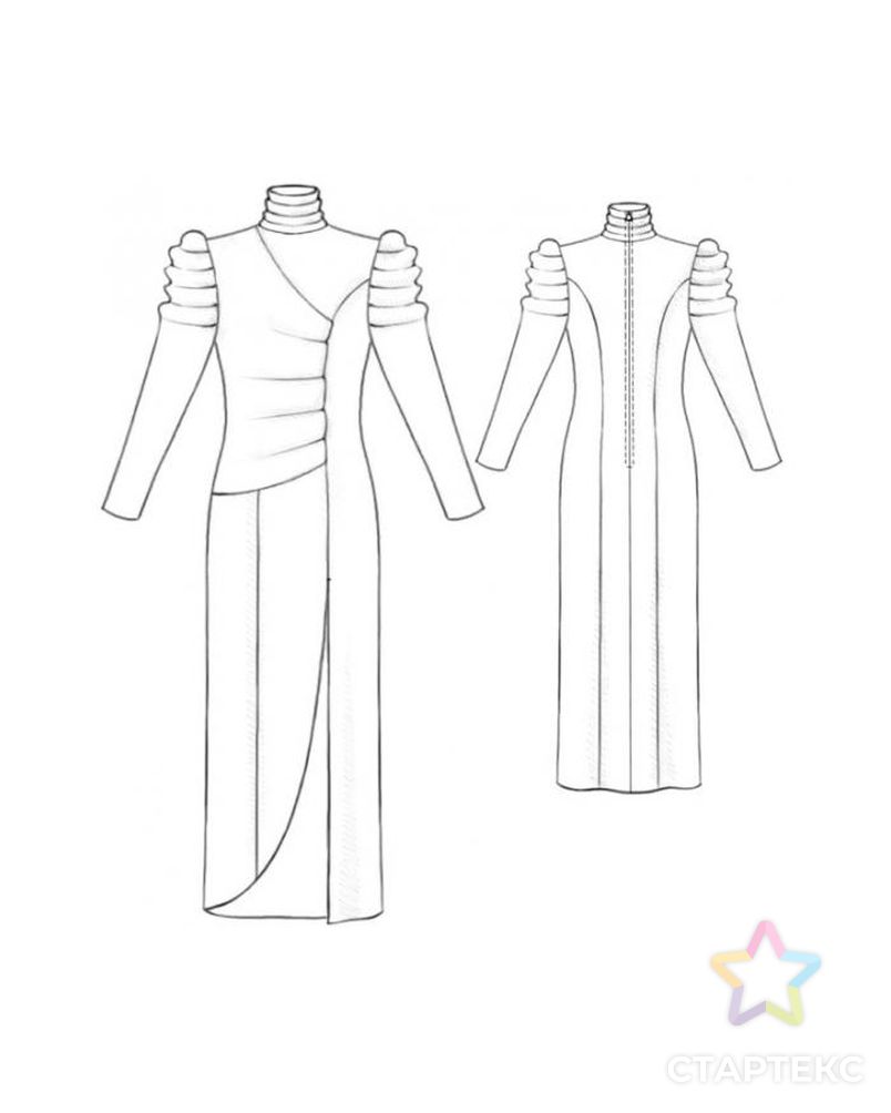 Выкройка: трикотажное платье с драпировкой "запах" арт. ВКК-1466-1-ЛК0005217 2