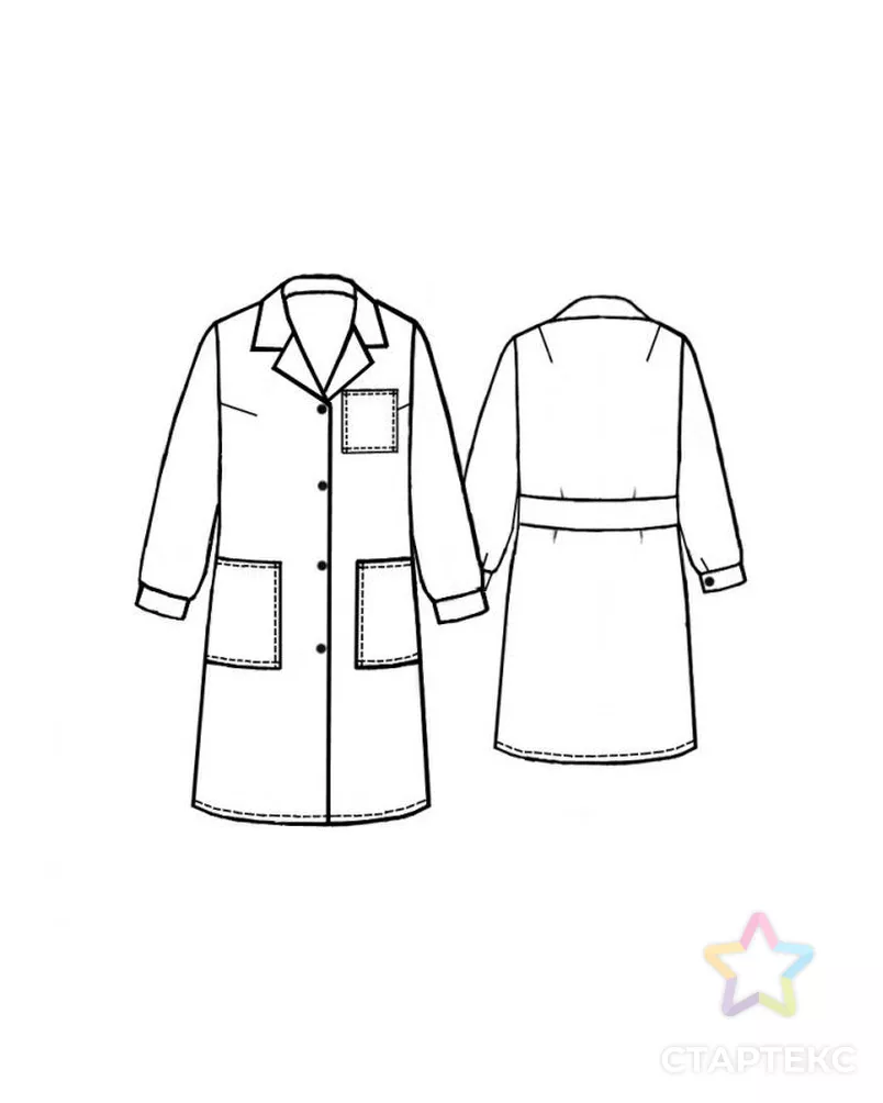 Выкройка: халат медицинский женский арт. ВКК-921-1-ЛК0005218 - рис. 2