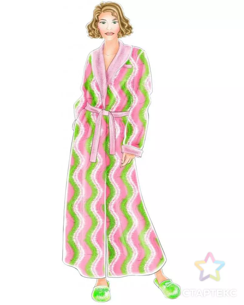 Выкройка: двухсторонний халат с шалевым воротником арт. ВКК-1464-1-ЛК0005237 - рис. 1