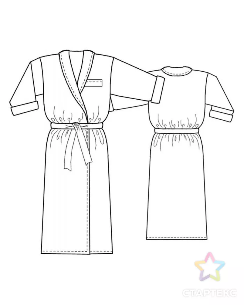 Выкройка: двухсторонний халат с шалевым воротником арт. ВКК-1464-1-ЛК0005237 - рис. 2