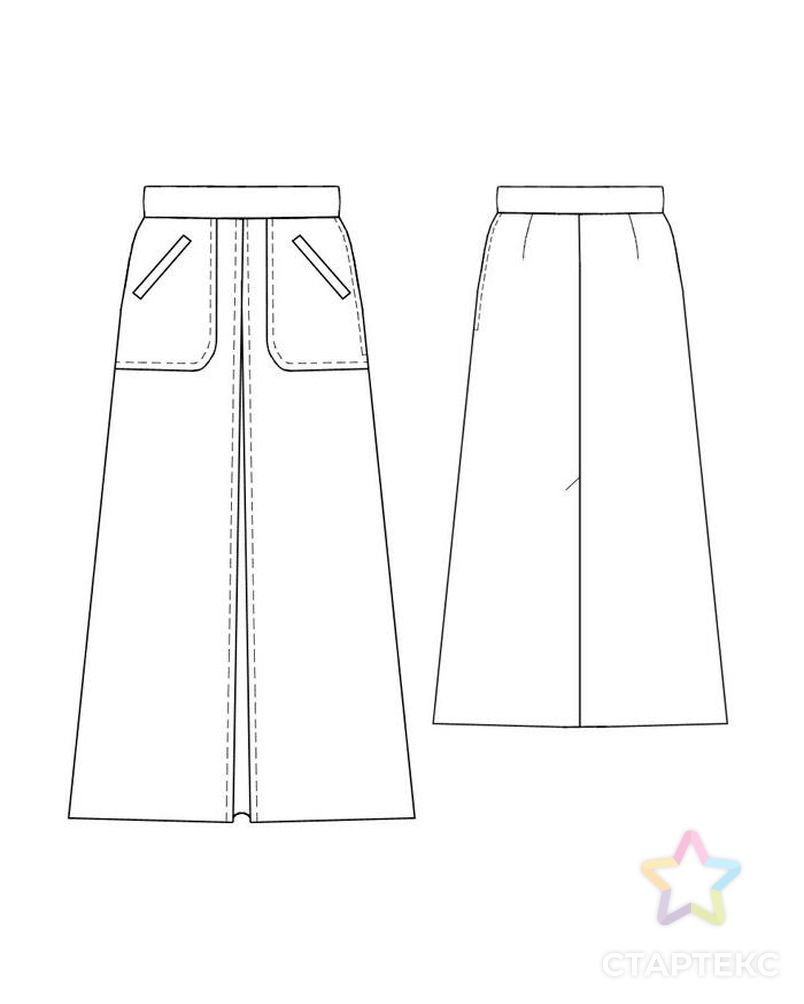 Выкройка: длинная юбка со складкой арт. ВКК-639-1-ЛК0005265