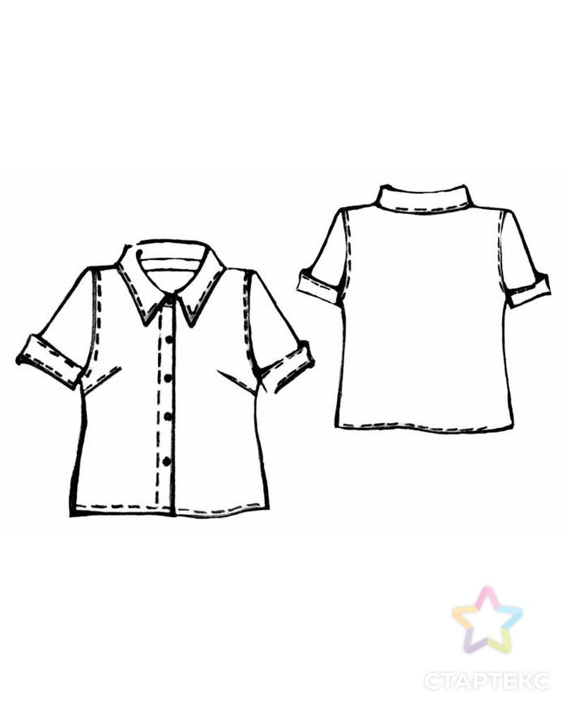 Выкройка: блузка-рубашка с коротким рукавом арт. ВКК-693-1-ЛК0005283
