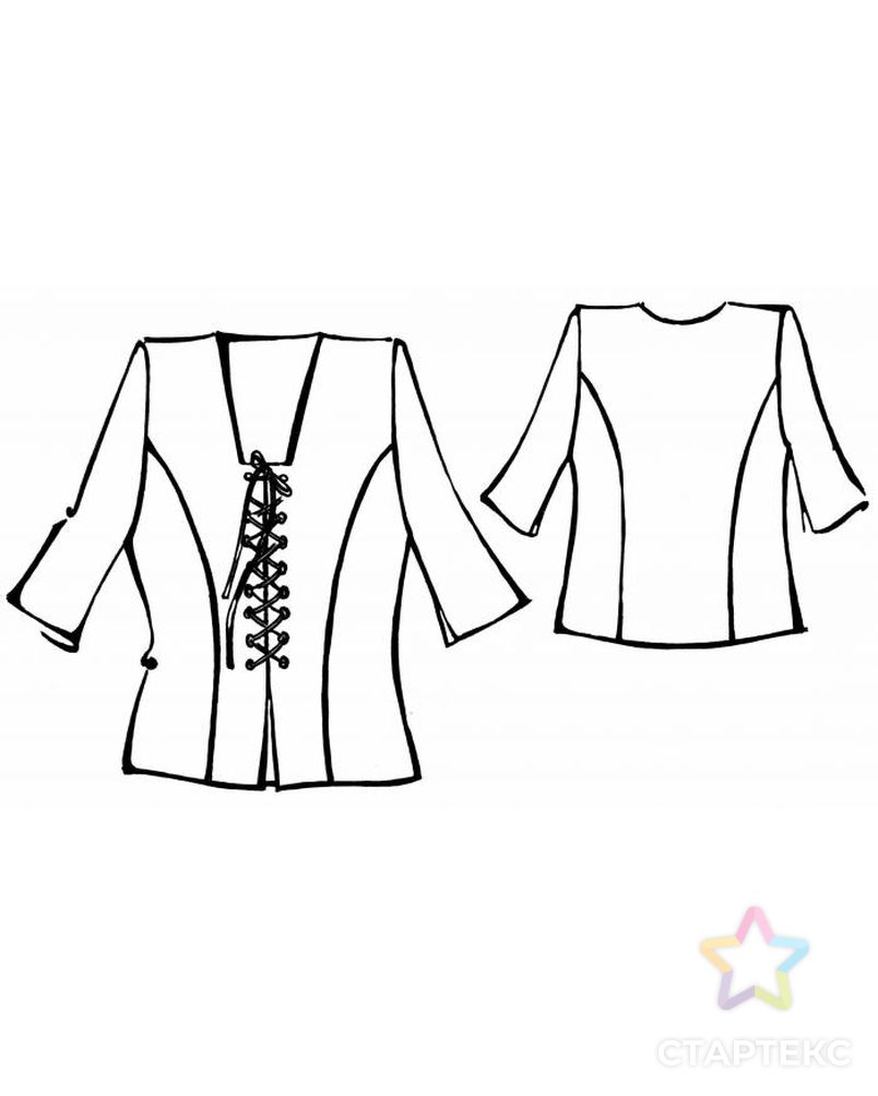 Выкройка: блузка со шнуровкой арт. ВКК-831-1-ЛК0005288 2