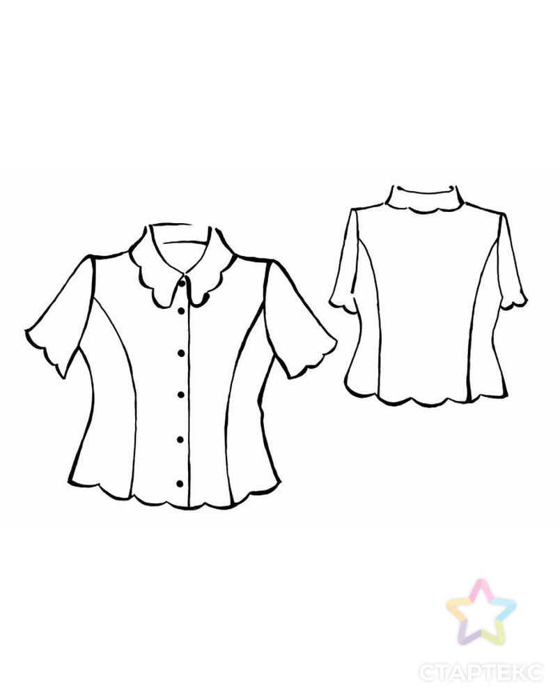 Выкройка: кружевная блузка с рельефами из проймы арт. ВКК-1695-1-ЛК0005293 2