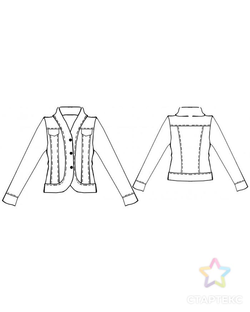 Выкройка: куртка с воротником "апаш" арт. ВКК-2088-1-ЛК0005312 2