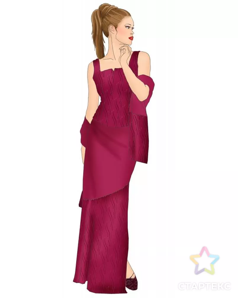 Выкройка: юбка длинная с отделкой арт. ВКК-1595-5-ЛК0005334 - рис. 1