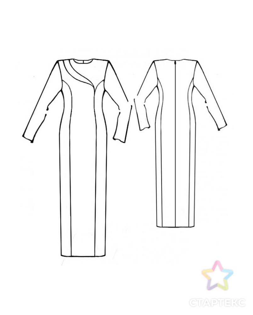 Выкройка: платье с асимметричной прорезью арт. ВКК-1966-1-ЛК0005342 2