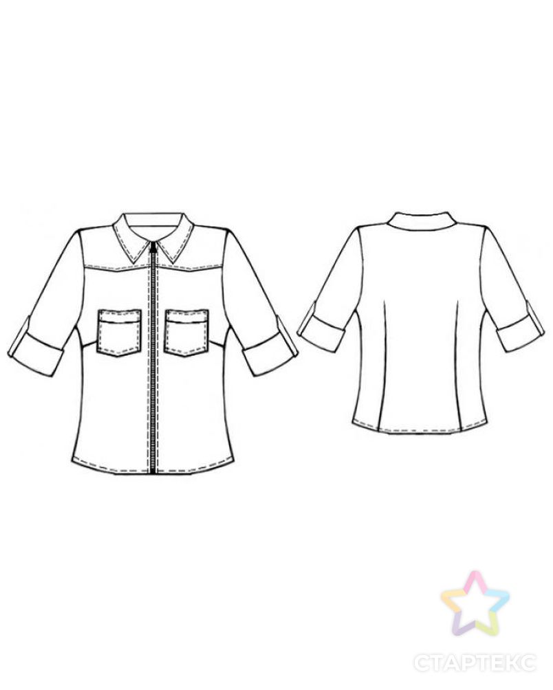 Выкройка: рубашка с коротким рукавом арт. ВКК-1655-1-ЛК0005350 2