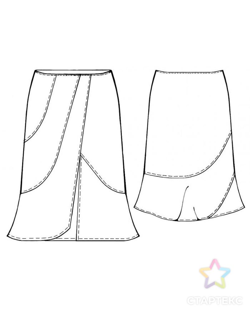 Выкройка: юбка с асимметричной линией низа арт. ВКК-1330-2-ЛК0005352 2
