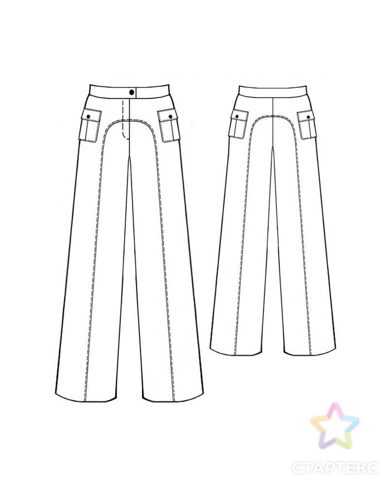 Выкройка: брюки с круглыми рельефами арт. ВКК-724-1-ЛК0005354 2
