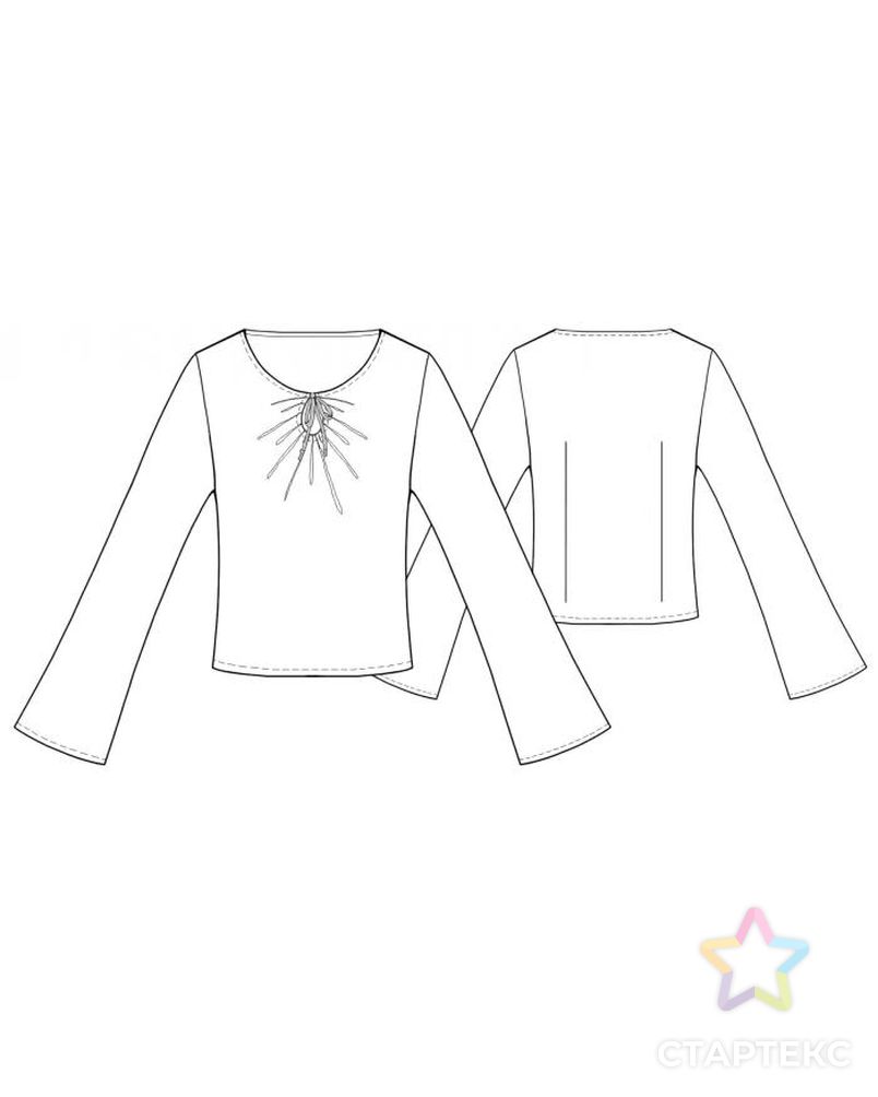 Выкройка: блузка с декоративной завязкой арт. ВКК-709-1-ЛК0005422 2