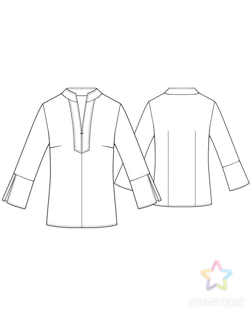 Выкройка: блузка с воротником-планкой арт. ВКК-2021-1-ЛК0005423 2