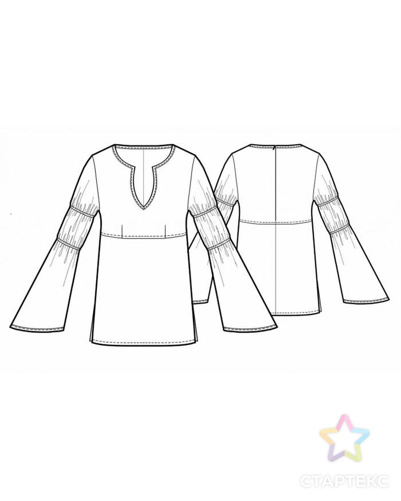 Выкройка: блузка в фольклорном стиле арт. ВКК-2033-1-ЛК0005436 2