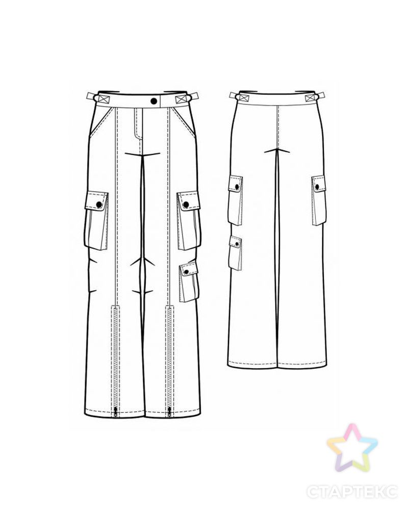 Выкройка: брюки с декоративной молнией арт. ВКК-290-1-ЛК0005441