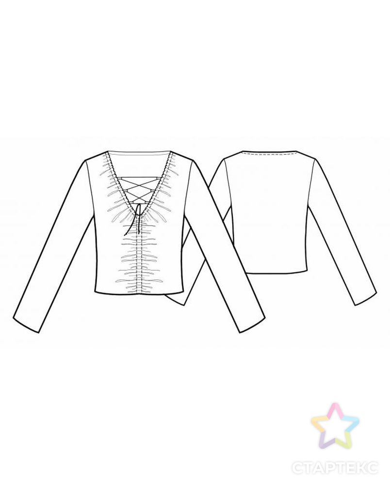 Выкройка: блузка со шнуровкой арт. ВКК-1486-1-ЛК0005442 2