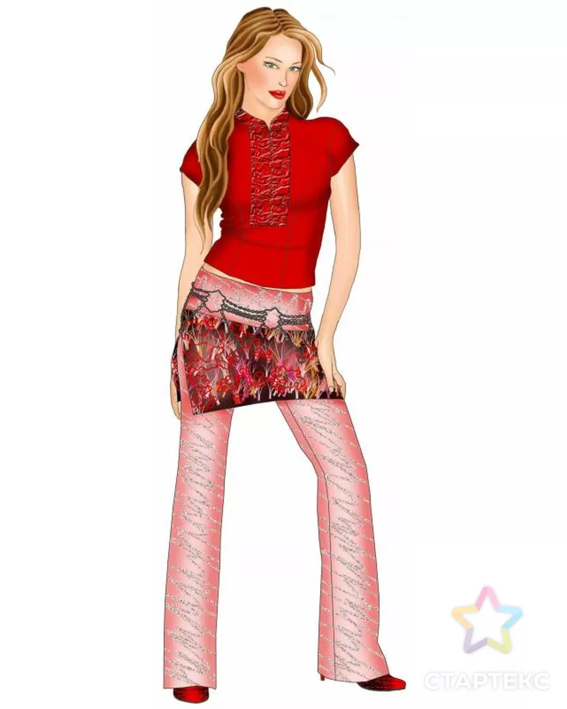 Выкройка: блузка в китайском стиле арт. ВКК-1062-4-ЛК0005444 - рис. 1