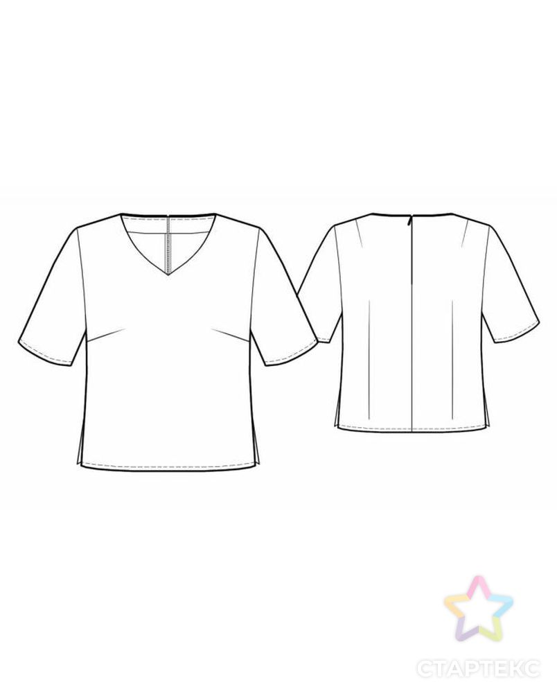 Выкройка: блузка с коротким рукавом арт. ВКК-1784-1-ЛК0005501 2