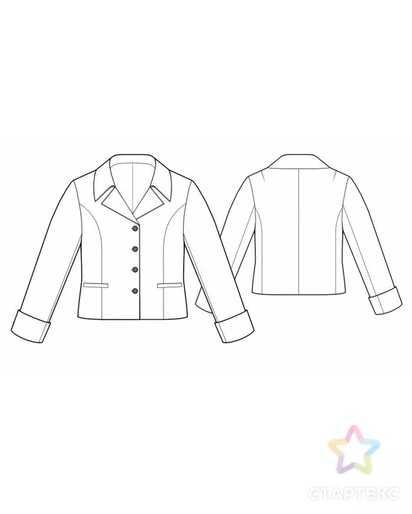 Выкройка: жакет с манжетами арт. ВКК-444-4-ЛК0005513 - рис. 2