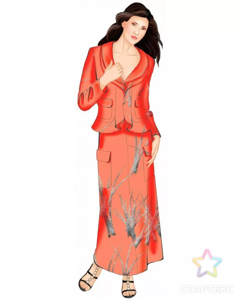 Выкройка: жакет с тремя воротниками арт. ВКК-1533-7-ЛК0005549 - рис. 1