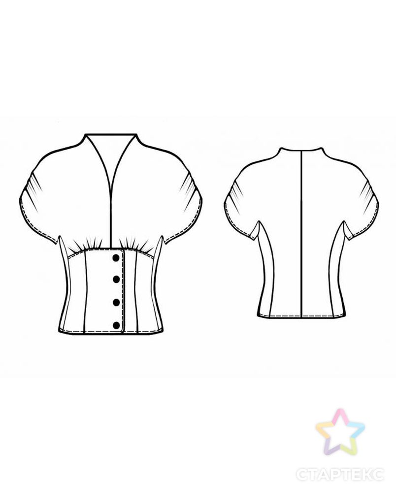 Выкройка: блузка с подрезом арт. ВКК-190-1-ЛК0005573 2