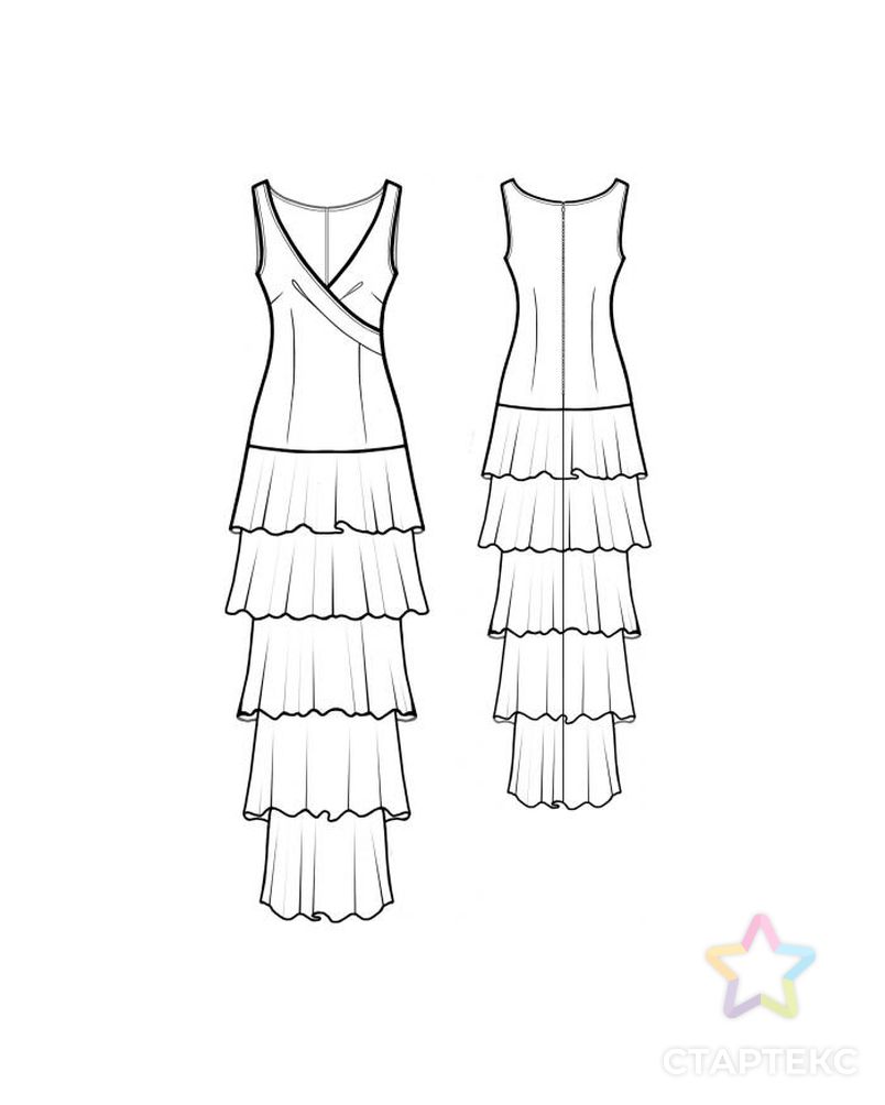 Выкройка: платье с оборками арт. ВКК-256-1-ЛК0005586 2