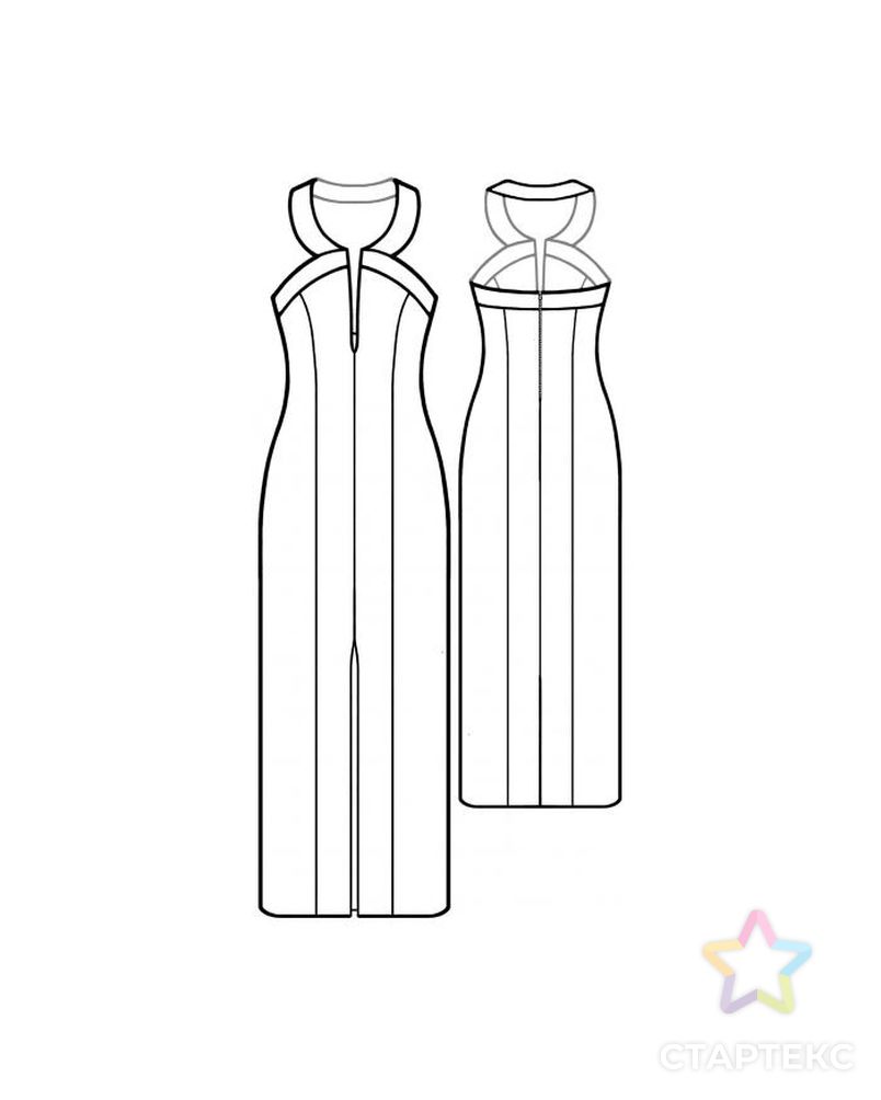 Выкройка: платье с фигурным вырезом арт. ВКК-172-1-ЛК0005588
