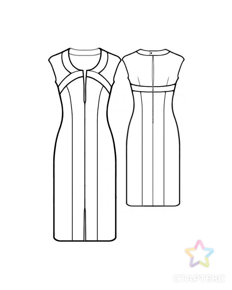 Выкройка: короткое платье с фигурным вырезом арт. ВКК-1366-1-ЛК0005589 2