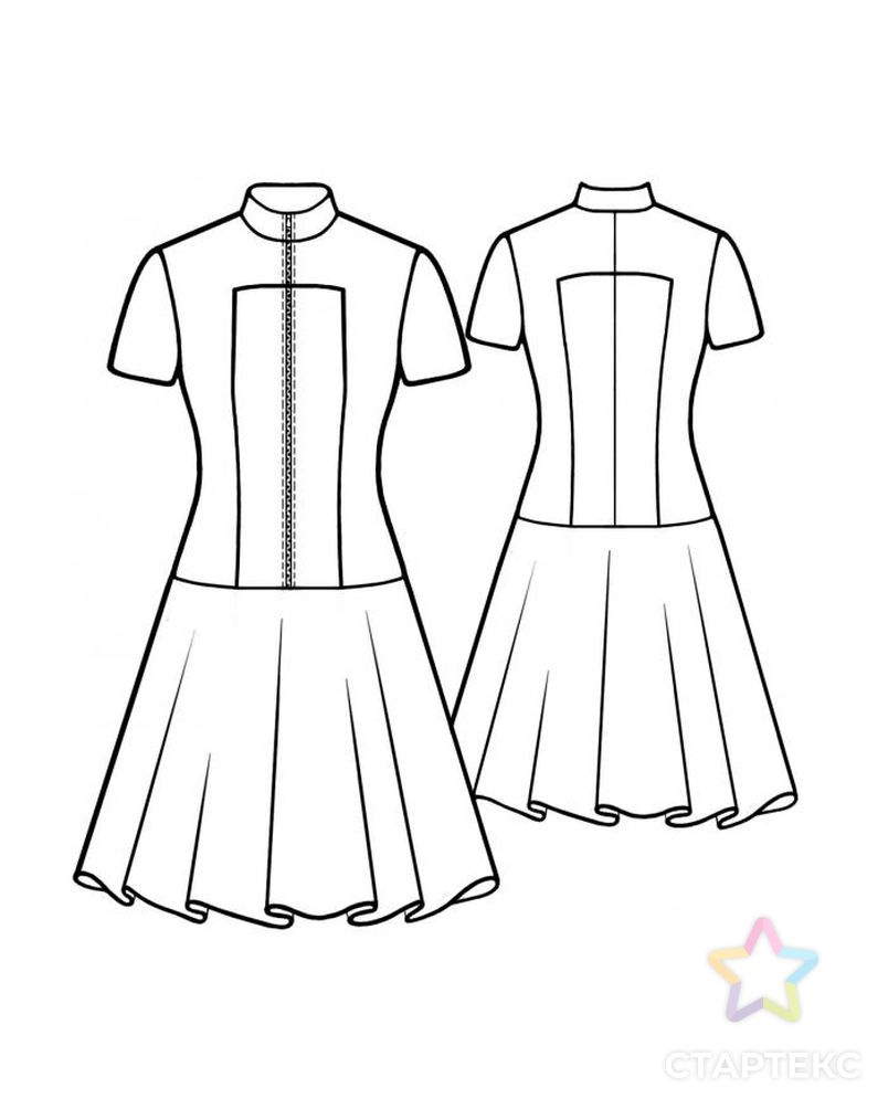 Выкройка: платье на молнии с коротким рукавом арт. ВКК-1972-1-ЛК0005590