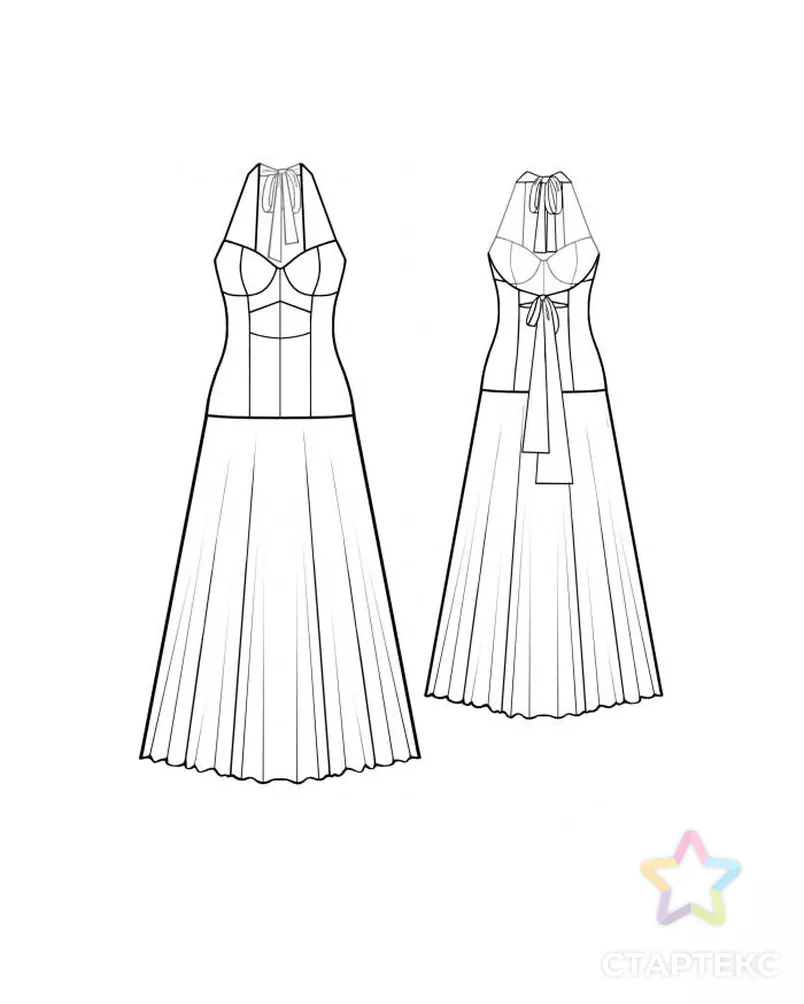 Выкройка: платье с бантом сзади арт. ВКК-1474-11-ЛК0005594 - рис. 2