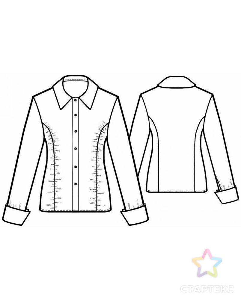 Выкройка: блузка со сборкой на рельефах арт. ВКК-548-1-ЛК0005615 2